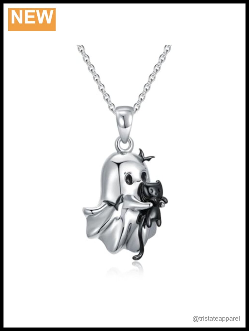 Tiny Talisman Ghost Necklace Halloween Jewelry Gift for Women